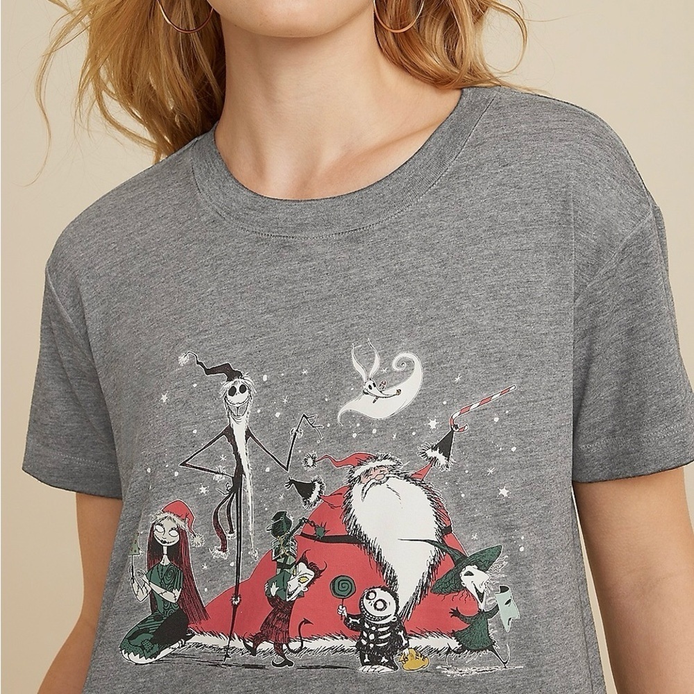 Maurices Nightmare Before Christmas Graphic Tee Dark Gray Holiday Large Women’s